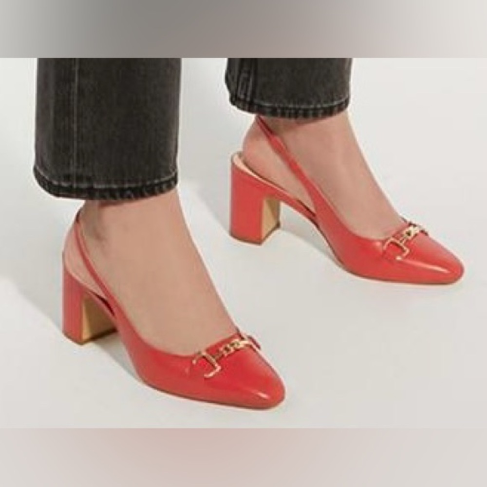 Dune London NWOT Leather “Detailed” Block Heel Slingback Pumps - Picture 3 of 13